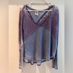 We the Free Small Oversized Purple Thermal and Knit Top